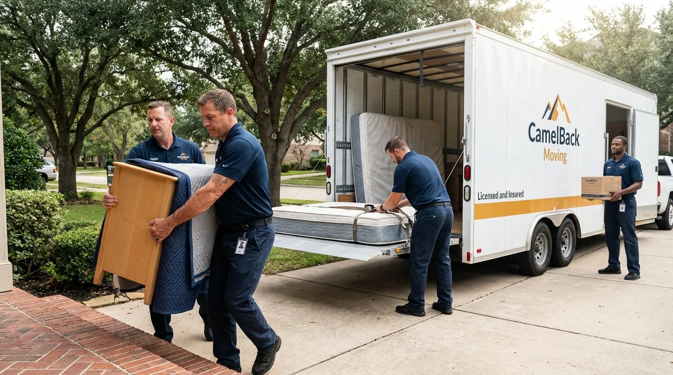 Crew loading residential truck for cross-state move from Cairo, NY